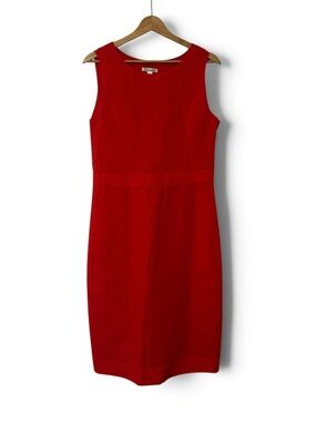 Brooks Brothers 100% Linen Sleeveless A line Dress Size 10 Coral Hidden Side Zip